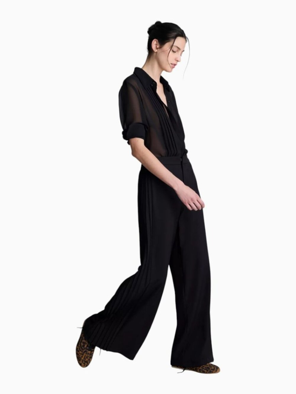 NWT KENNETH COLE WOMEN'S HIGH RISE SIDE PLEATED WIDE LEG PANTS BLACK  SIZE 10
